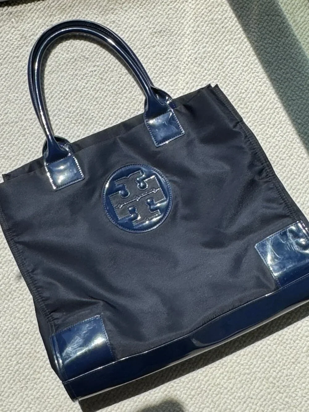 Tory Burch Ella Large Nylon Tote French Navy Work Travel Bag